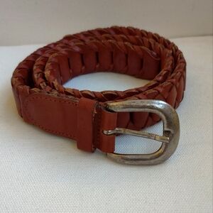 Braided Leather Belt with Silver Buckle